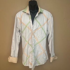 Ricardo Ricco Patchwork Applique Long Sleeve Shirt XXL slim fit Gently worn